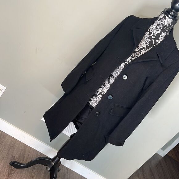 1 Madison the Coat Edit Wool-blend Reefer Coat-black-medium - Picture 3 of 4